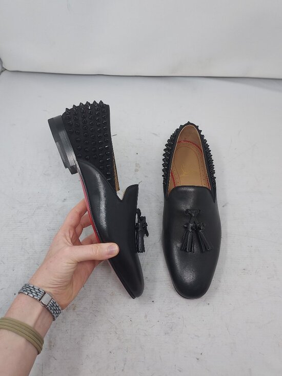 Christian Louboutin MENS Black Tassilo Spike Stud Tassel Leather Loafer main image 9